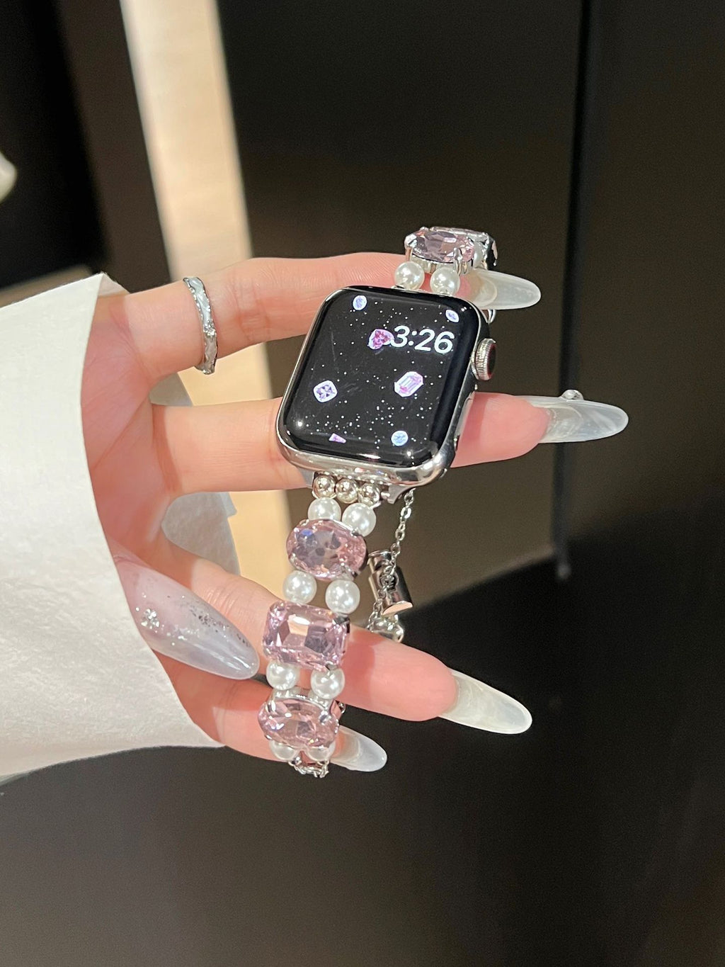 Pearl Square Diamond Zipper Watch Band