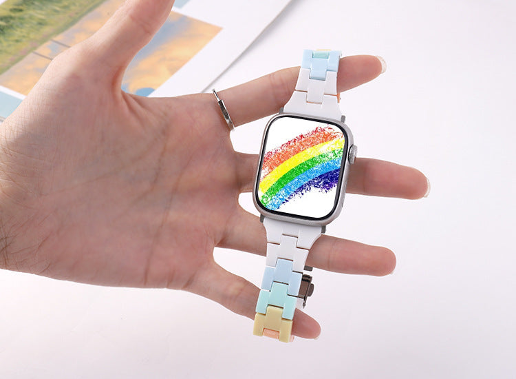 New Model Candy Rainbow Apple iWatch Resin Band for All Series