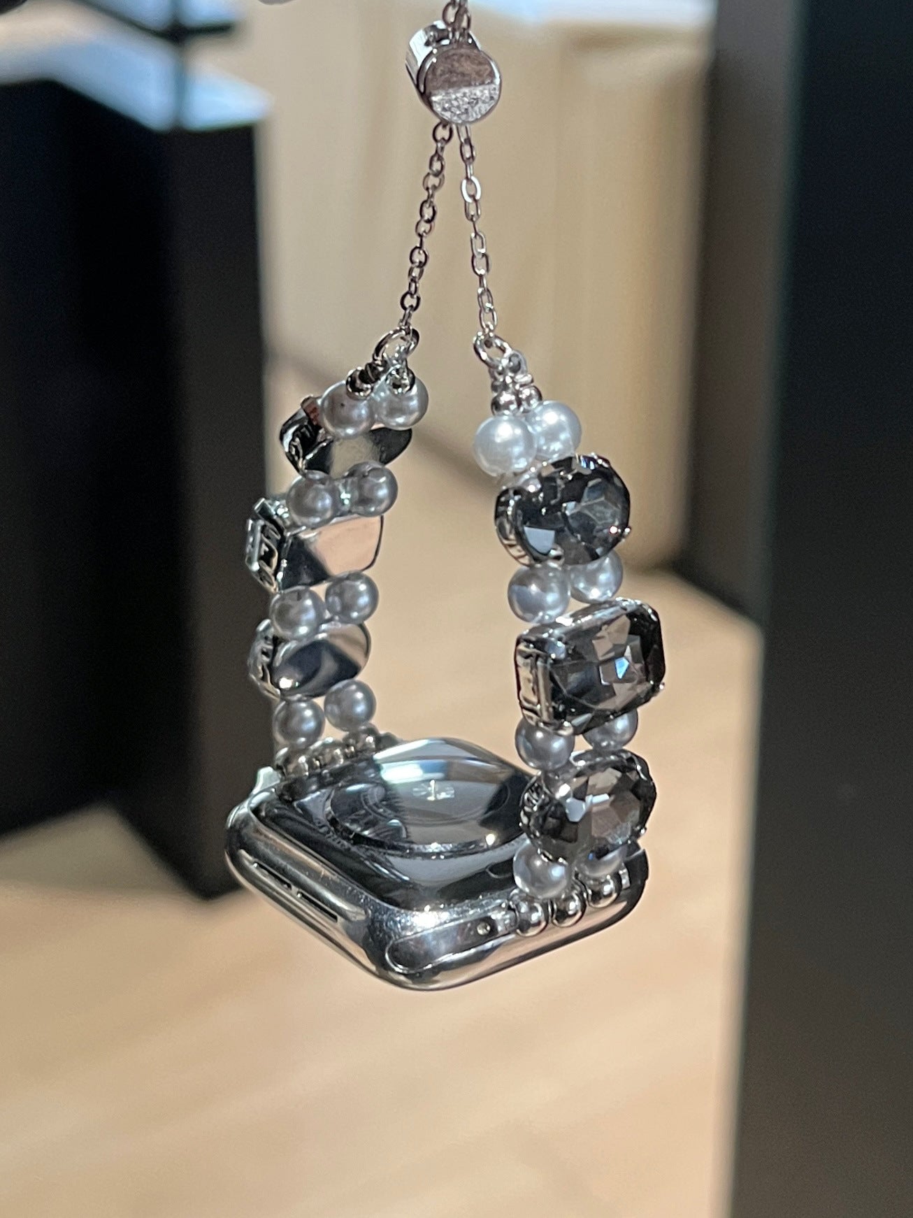 Pearl Square Diamond Zipper Watch Band