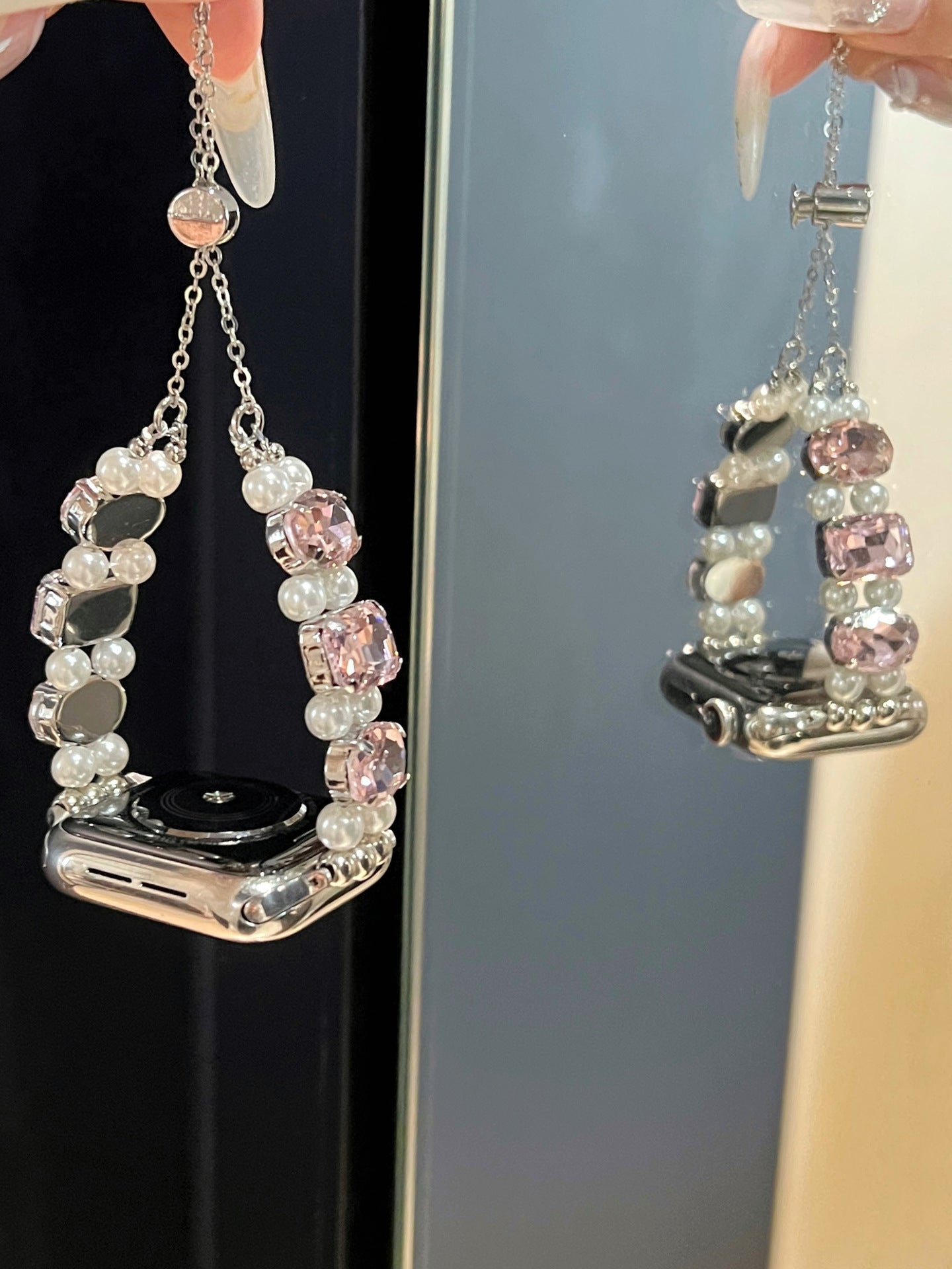 Pearl Square Diamond Zipper Watch Band