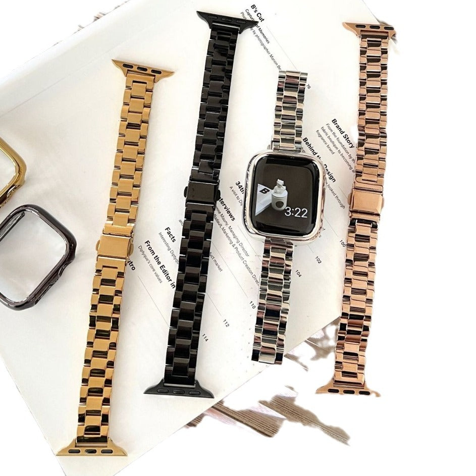 Glossy Slim Triple-Bead Stainless Band for Apple Watch