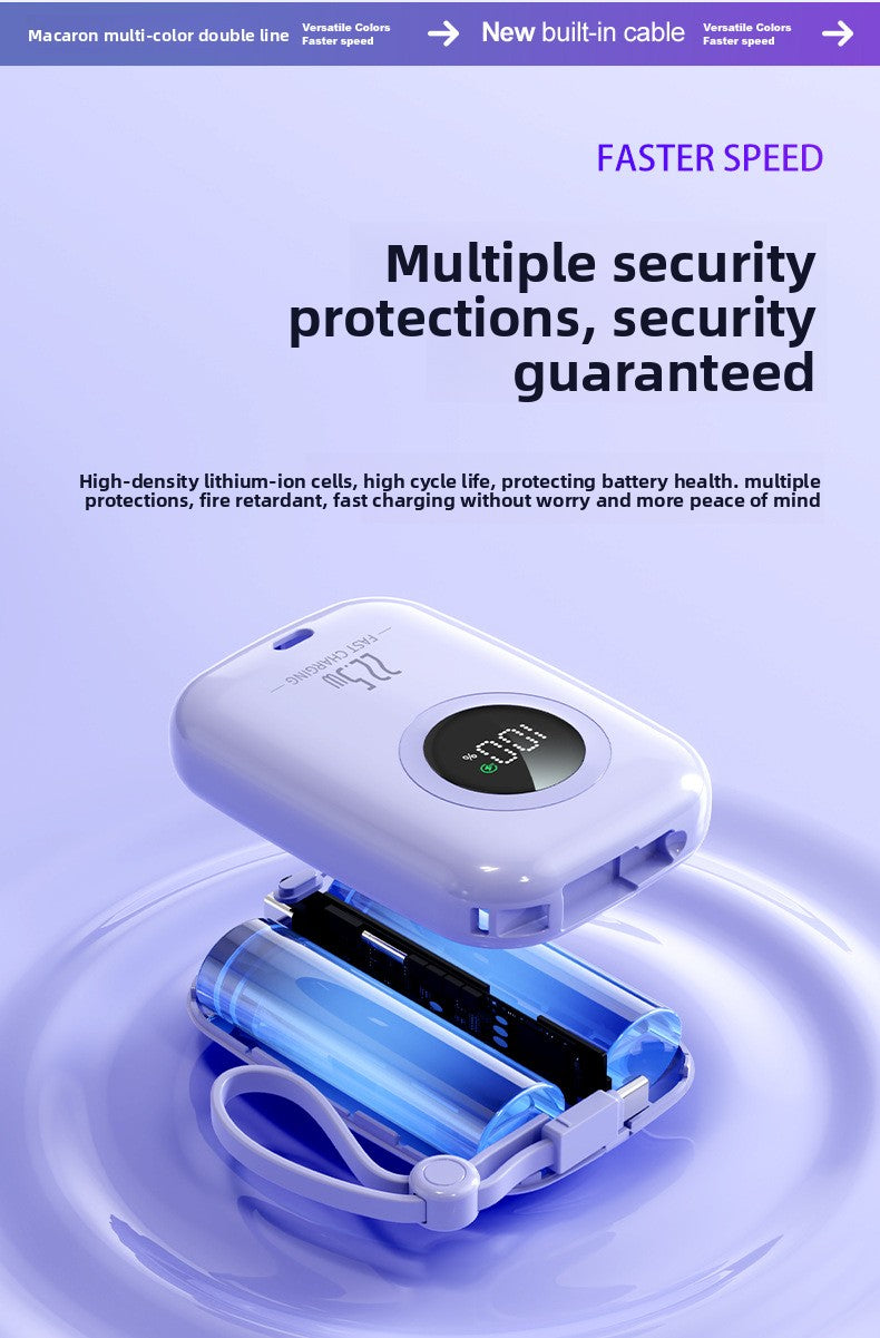 22.5W Power Bank 20000mAh - Built-in Cable for Outdoor Use