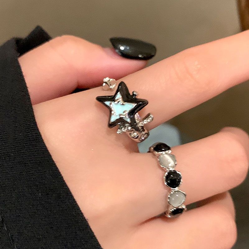 Women's Imitation Cat's Eye Stone Star Couple Ring Trendy Index Finger Niche Wholesale