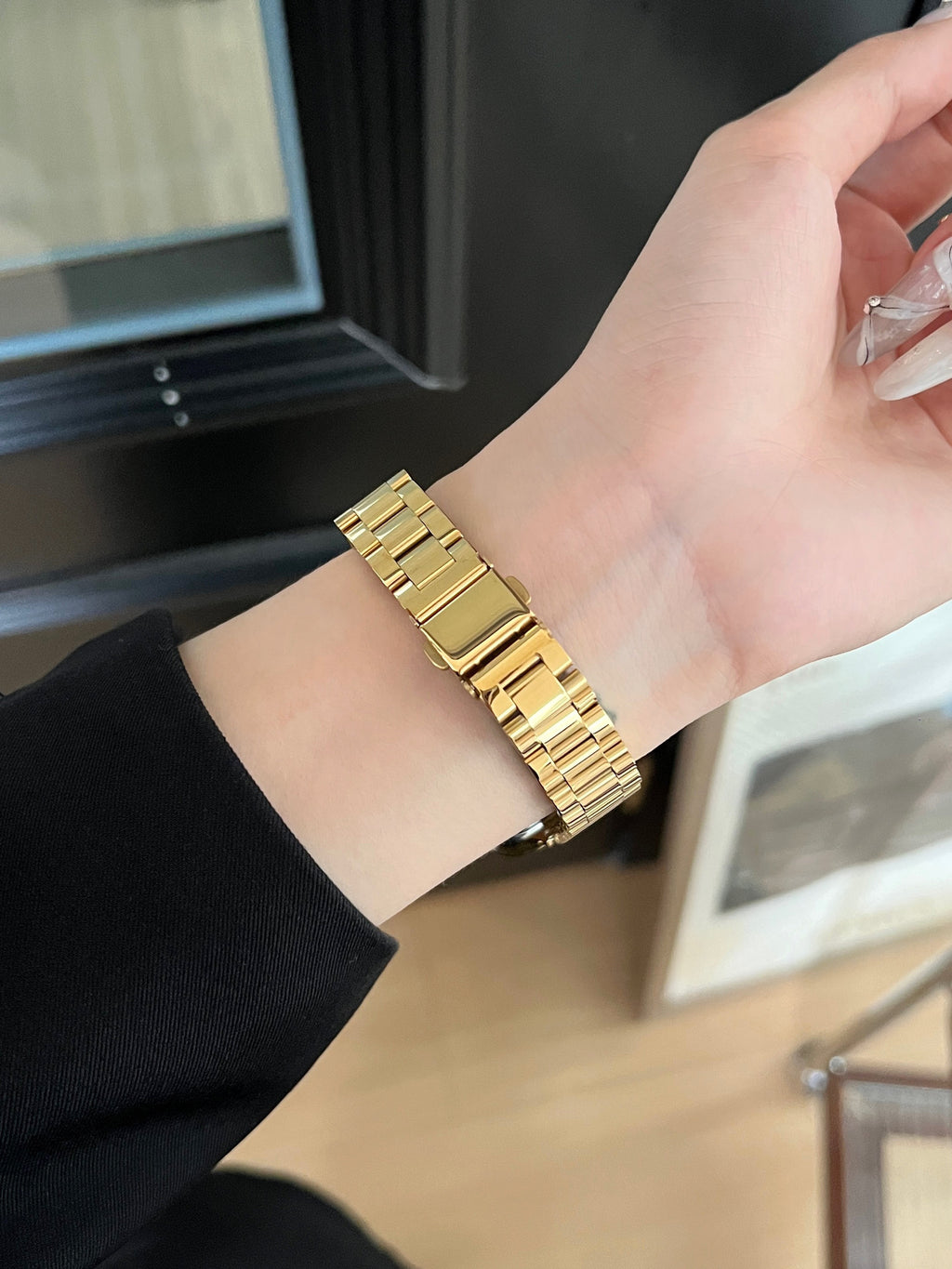 Glossy Slim Triple-Bead Stainless Band for Apple Watch