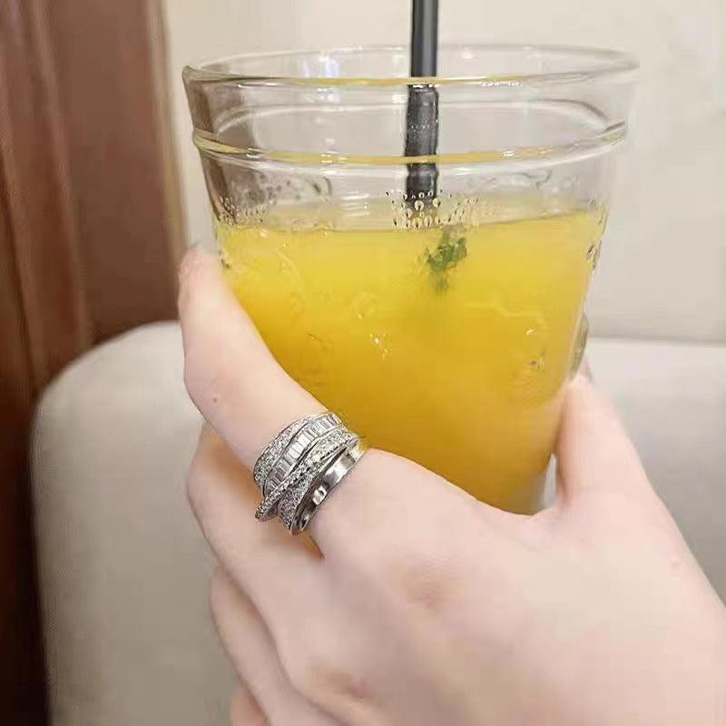 Fashionable Women Geometric Multi-layer Line Open Ins Style Ring Sale