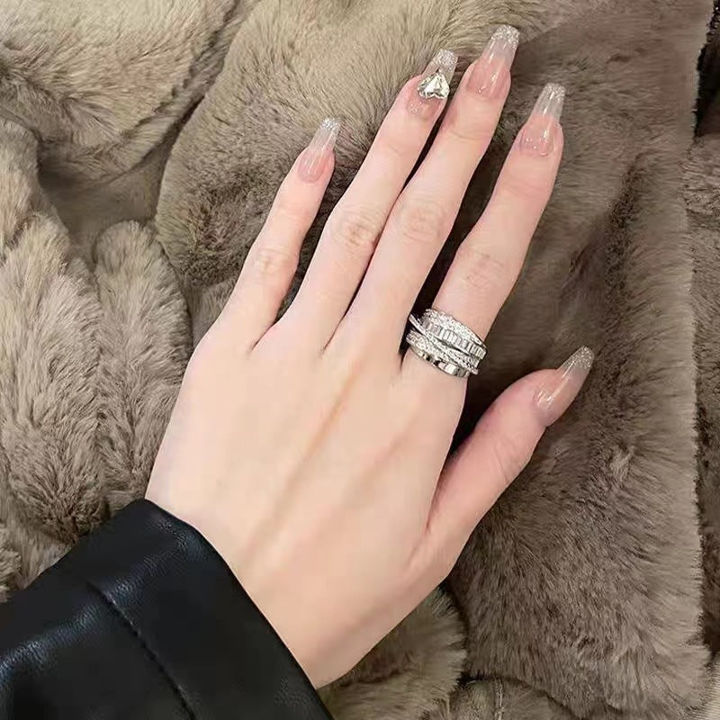 Fashionable Women Geometric Multi-layer Line Open Ins Style Ring Sale