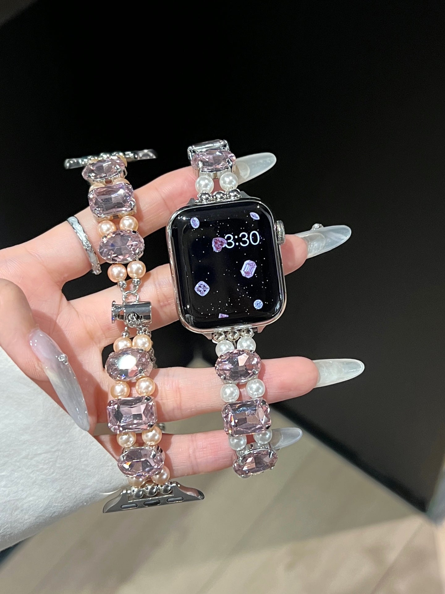 Pearl Square Diamond Zipper Watch Band