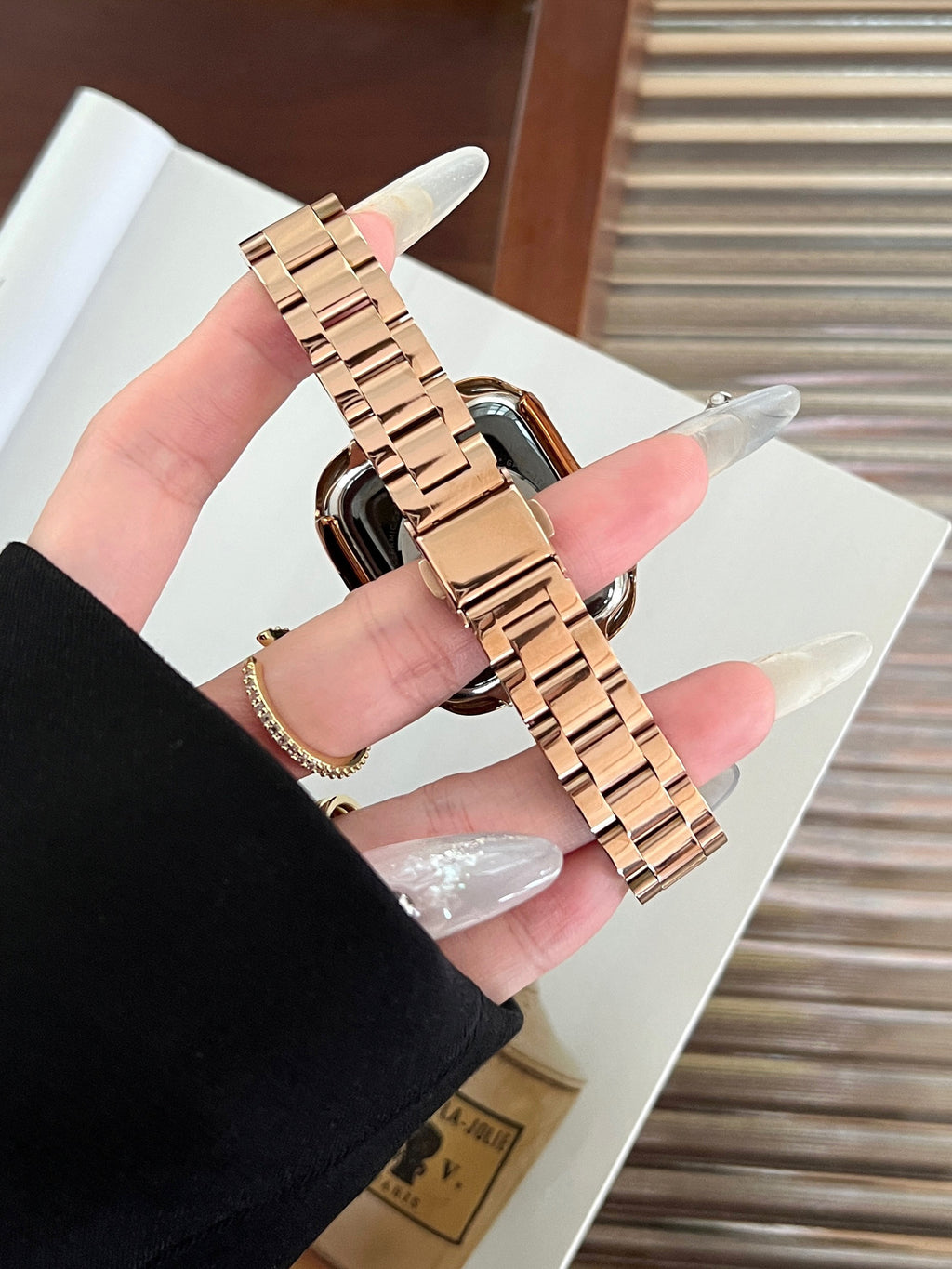 Glossy Slim Triple-Bead Stainless Band for Apple Watch