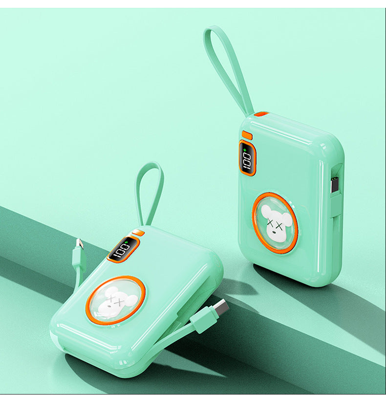 66W Cartoon Power Bank 20000mAh - Built-in Cable with Custom Logo