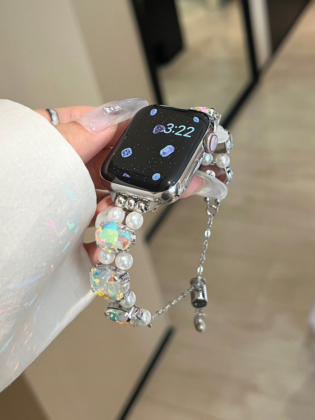 Pearl Square Diamond Zipper Watch Band