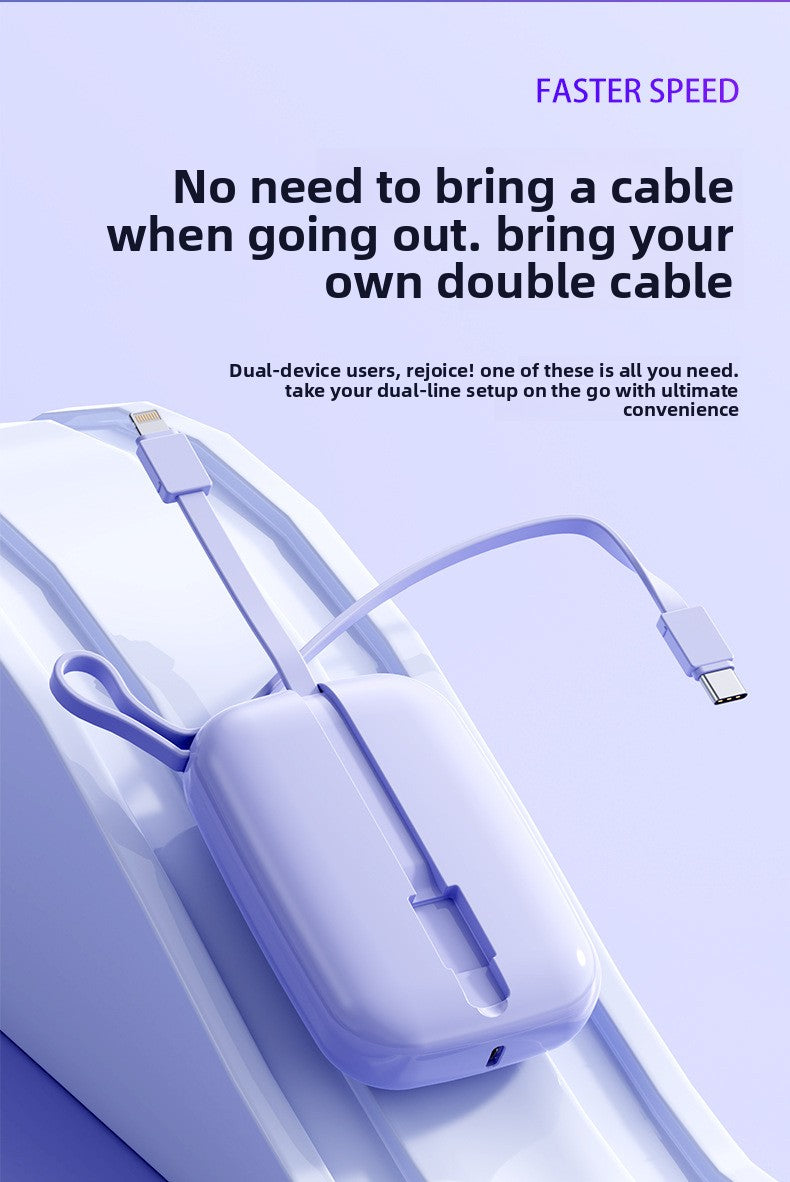 22.5W Power Bank 20000mAh - Built-in Cable for Outdoor Use