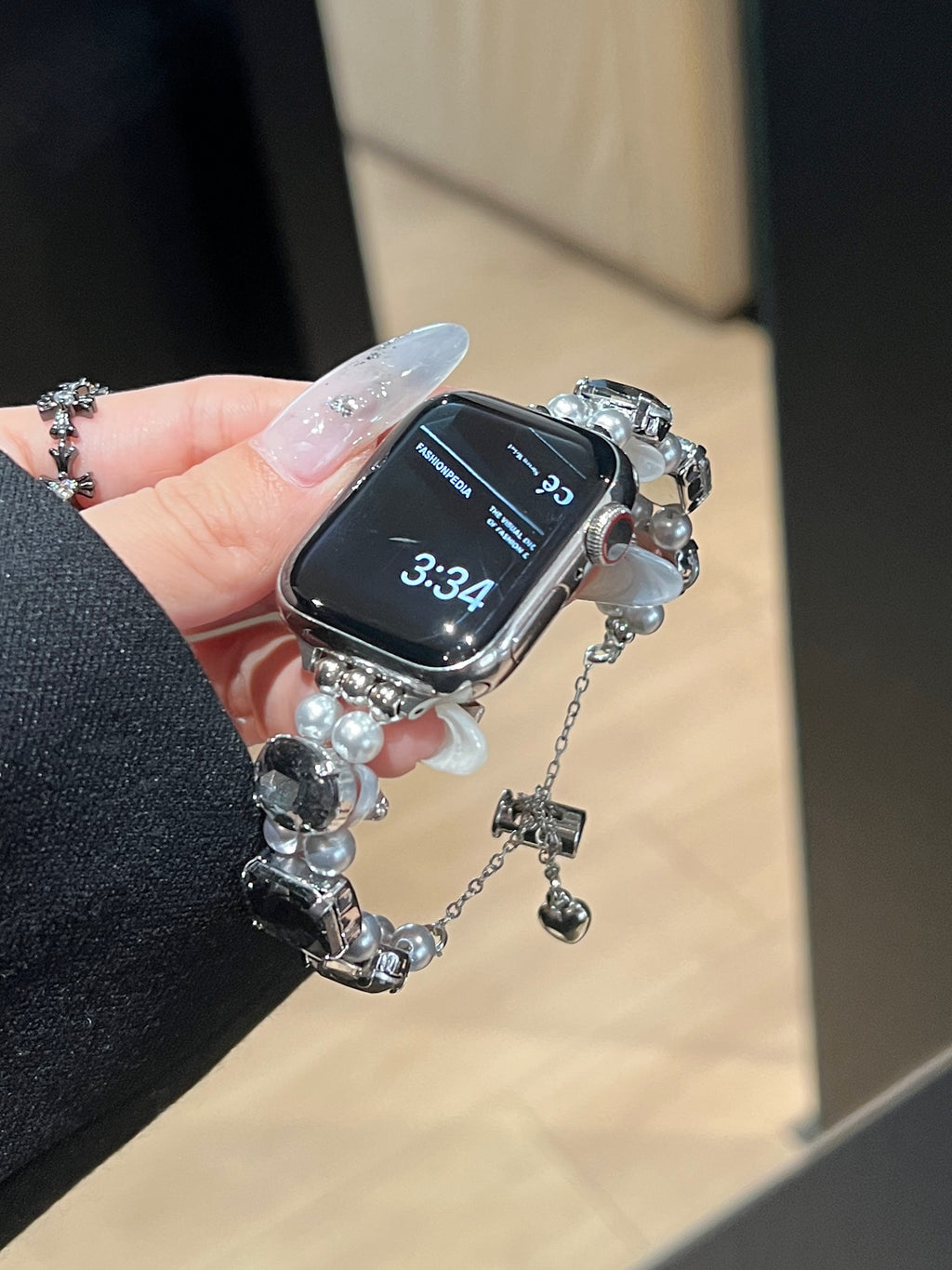 Pearl Square Diamond Zipper Watch Band