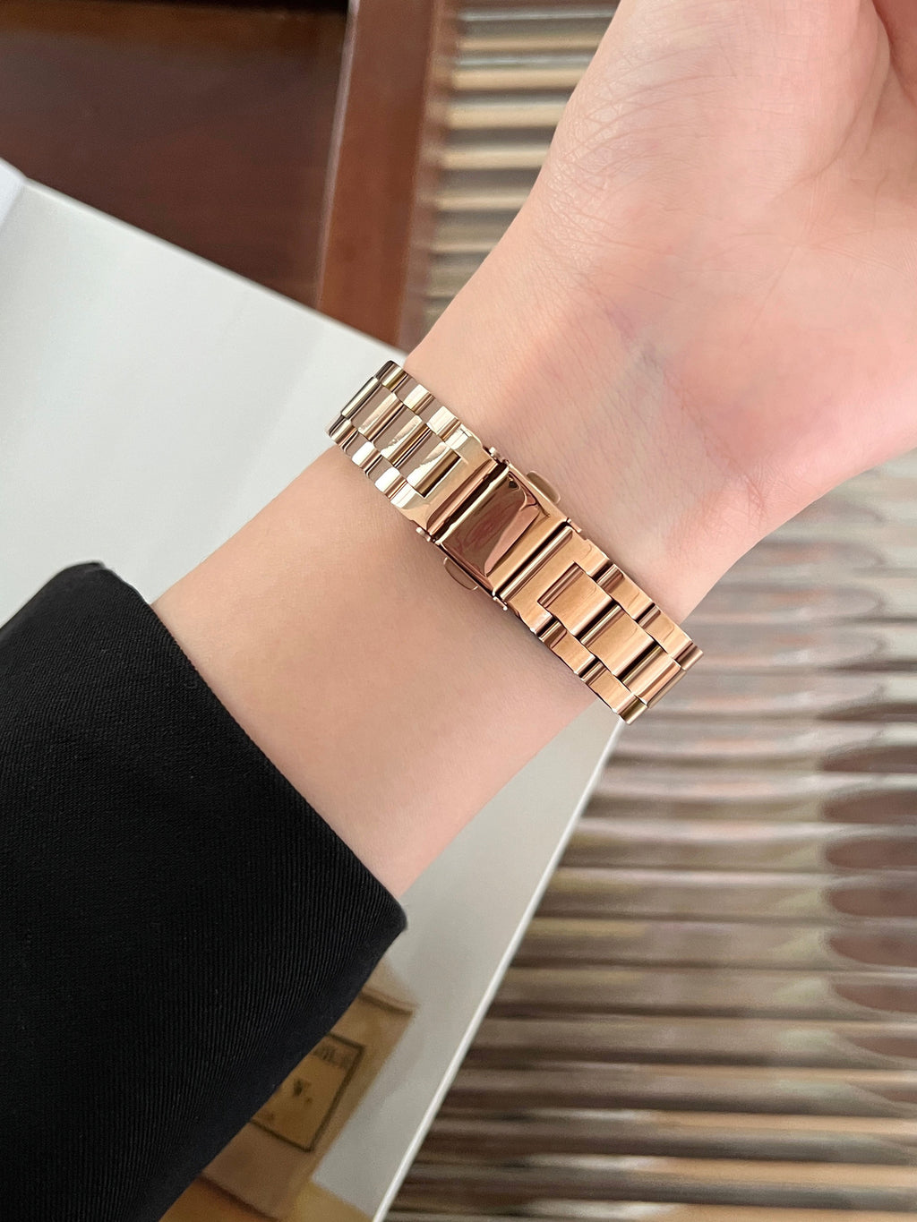 Glossy Slim Triple-Bead Stainless Band for Apple Watch