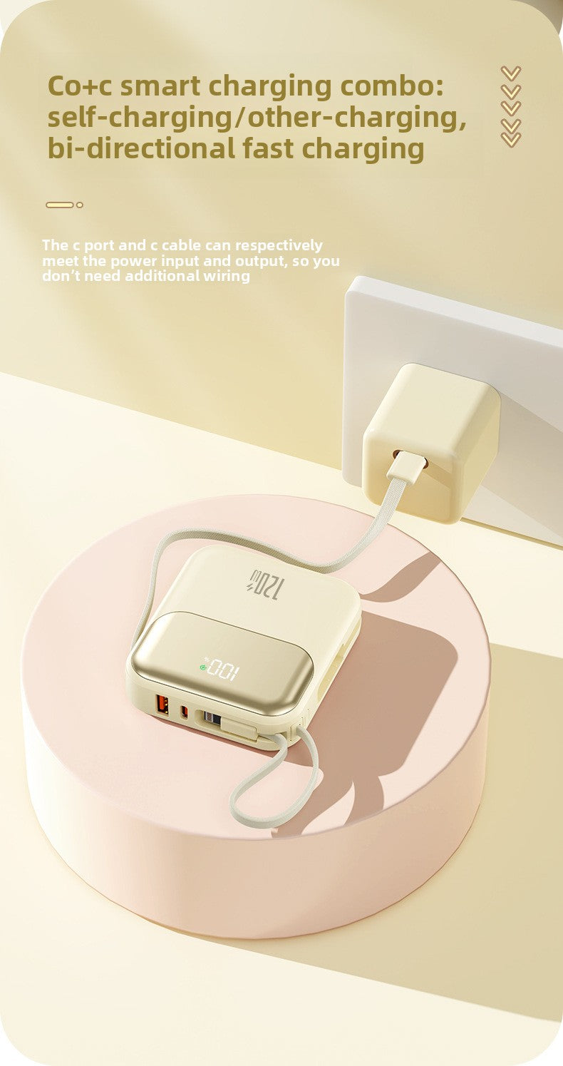 20000mAh Compact Power Bank - Built-in Cable Super Fast Charging