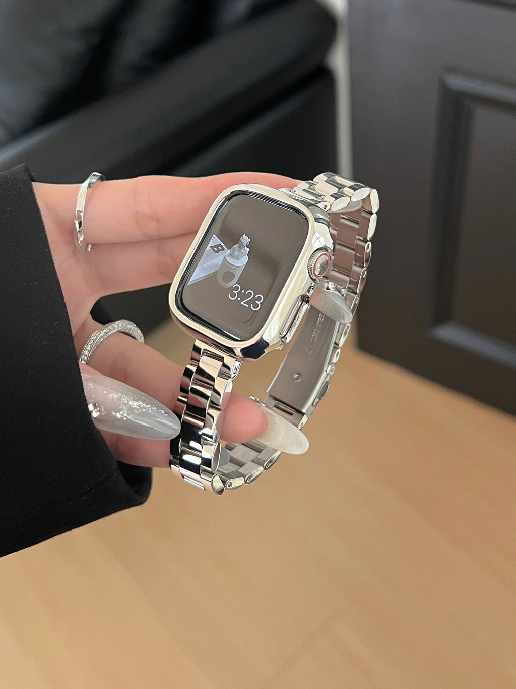Glossy Slim Triple-Bead Stainless Band for Apple Watch