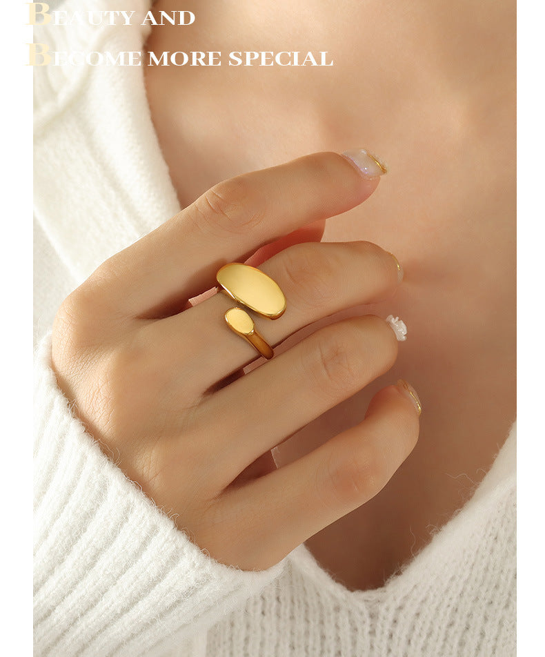 Minimalist Irregular Open Ring Titanium Steel 18k Gold Tail Ring Casting Craft Ring A156