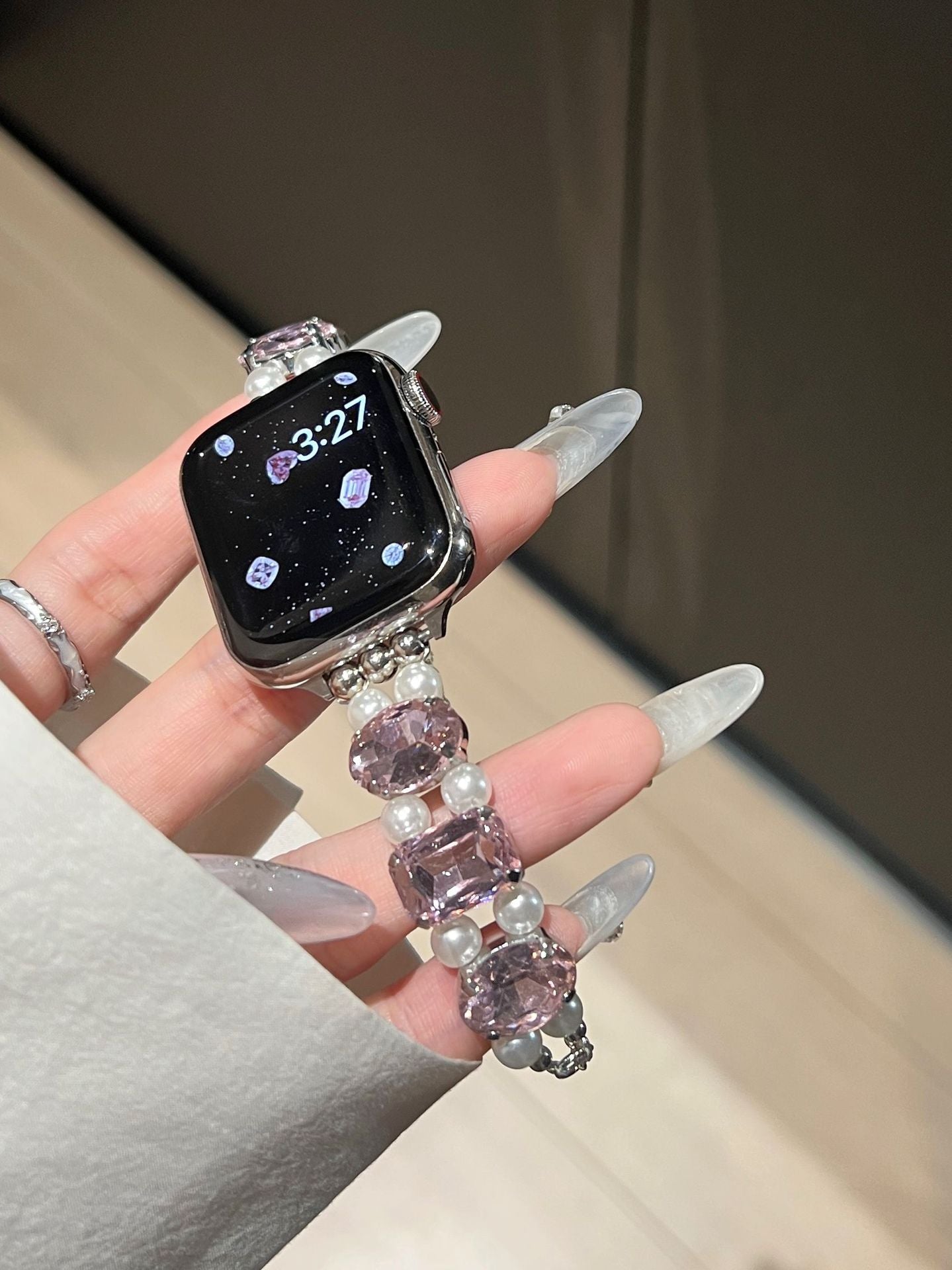 Pearl Square Diamond Zipper Watch Band