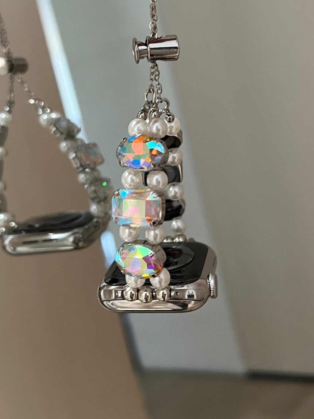 Pearl Square Diamond Zipper Watch Band