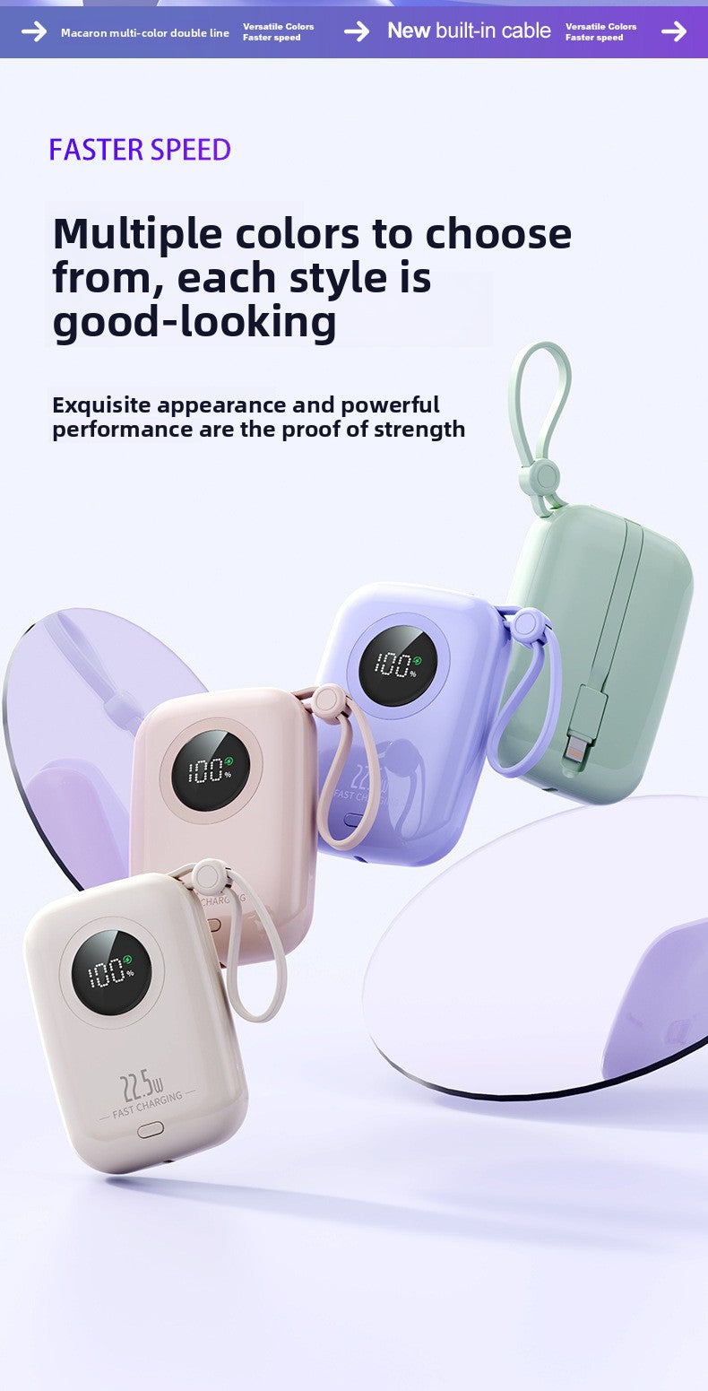 22.5W Power Bank 20000mAh - Built-in Cable for Outdoor Use