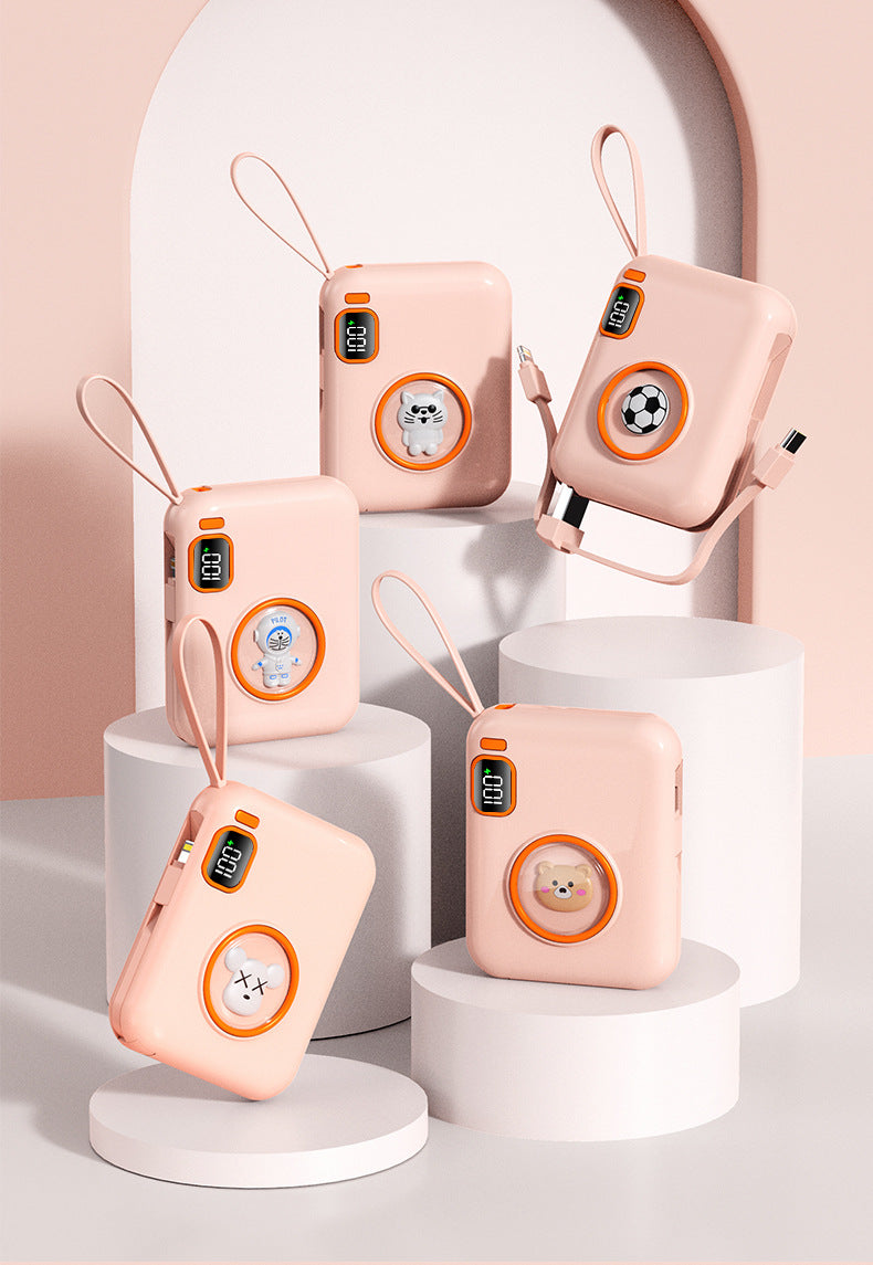 66W Cartoon Power Bank 20000mAh - Built-in Cable with Custom Logo