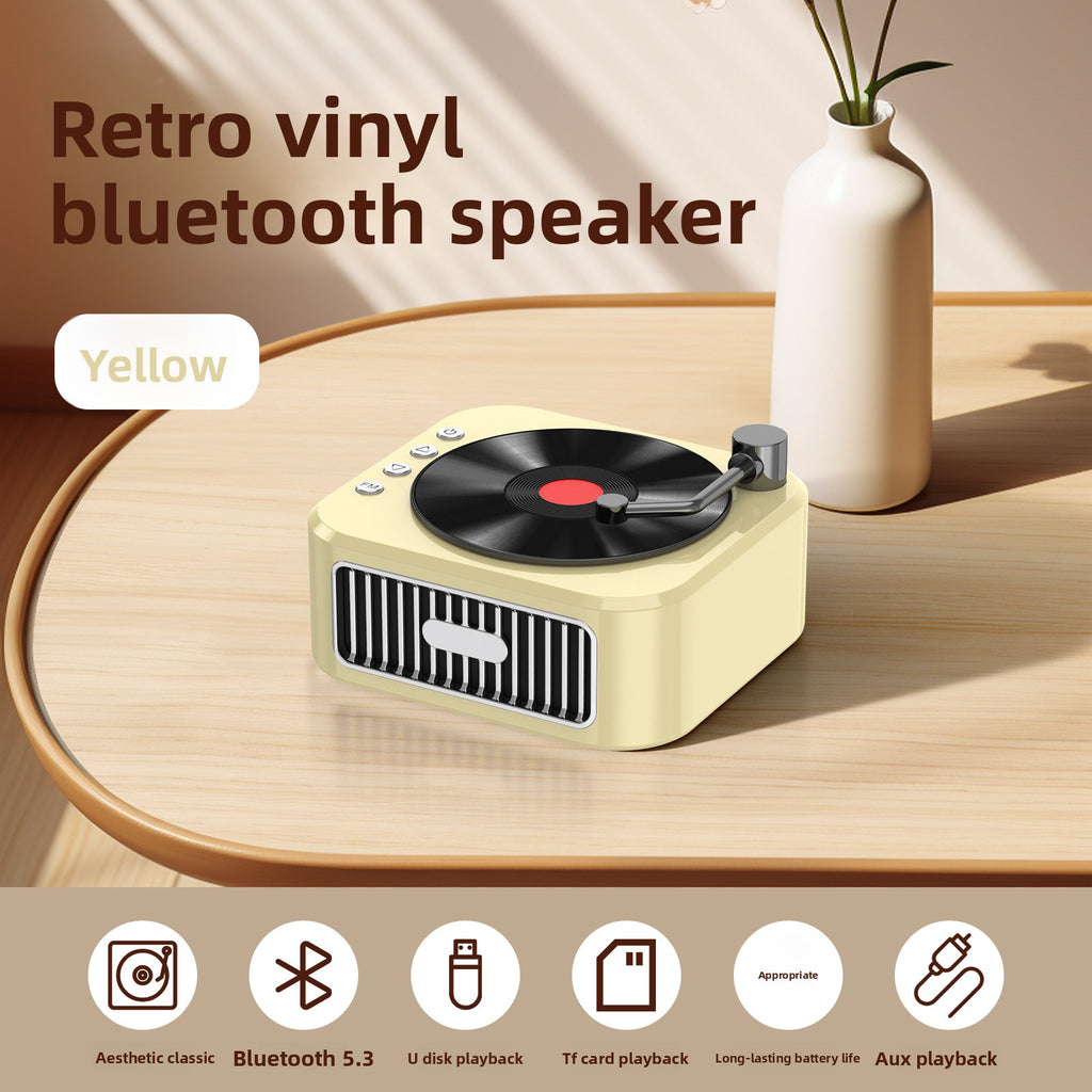 Vinyl Record Style Retro Karaoke Bluetooth Speaker Portable High Quality Sound