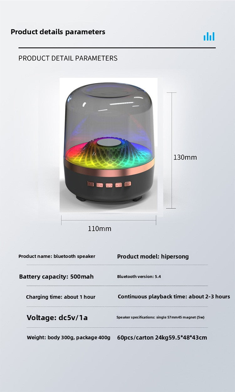 Wireless Bluetooth Speaker with RGB Light - Desktop Subwoofer