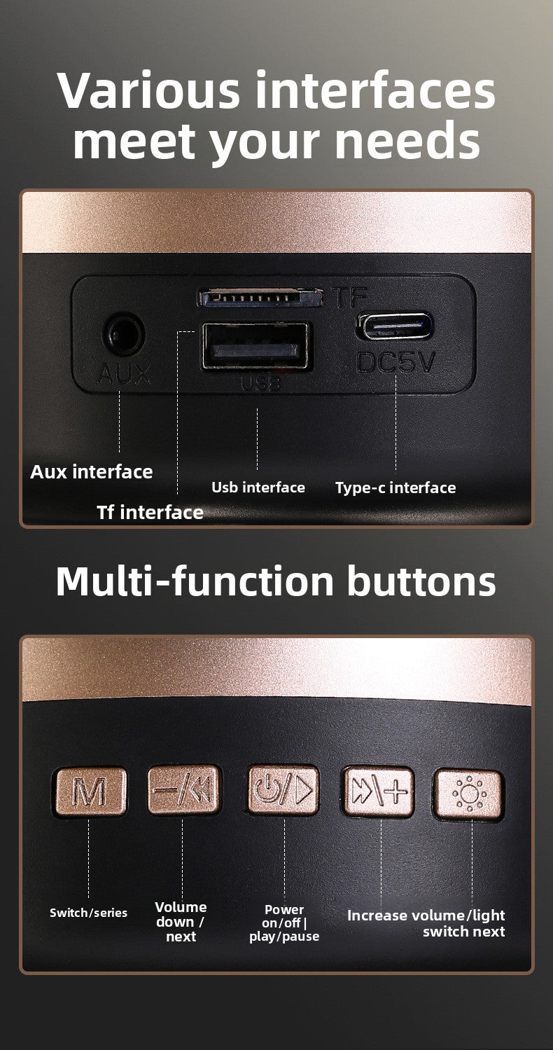 Wireless Bluetooth Speaker with RGB Light - Desktop Subwoofer