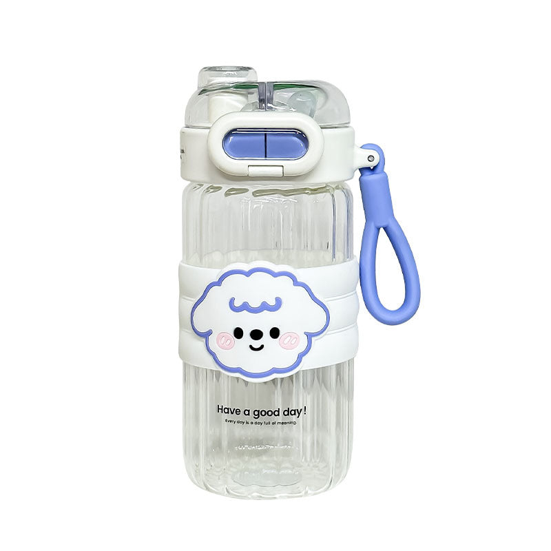 Portable Summer Cup for Girls 2024 High Temp Resistant Straw Glass Cartoon Style