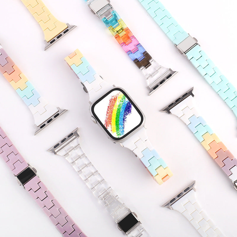 New Model Candy Rainbow Apple iWatch Resin Band for All Series