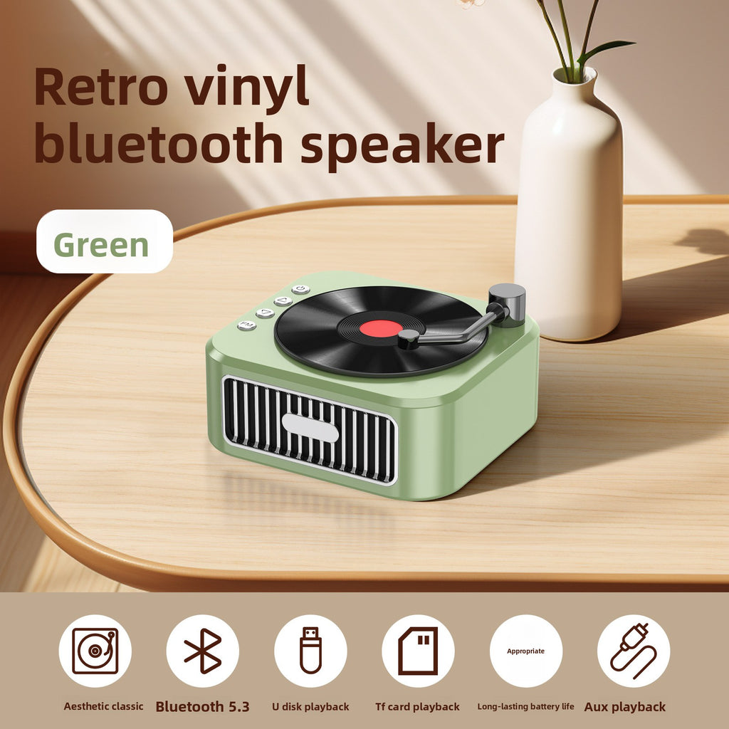 Vinyl Record Style Retro Karaoke Bluetooth Speaker Portable High Quality Sound