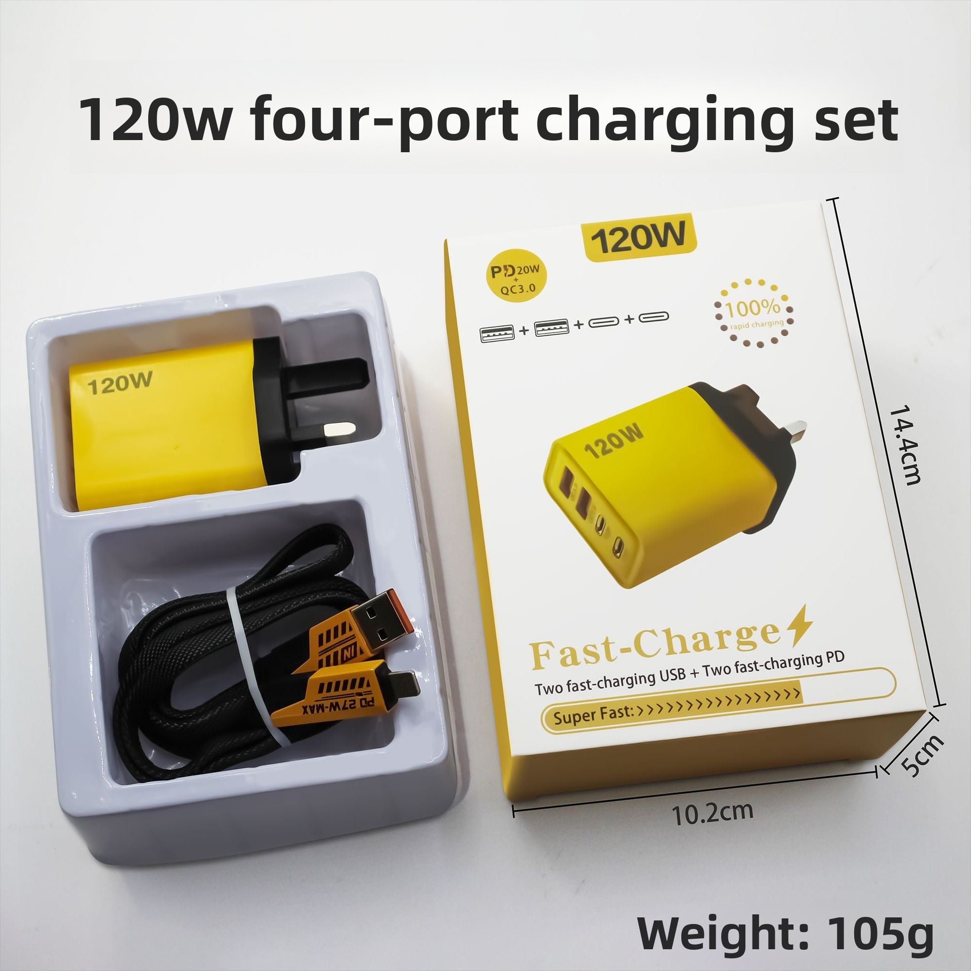 Apple Compatible 120W Multi-Port Charger US EU UK Dual Type-C Cross-Border Set