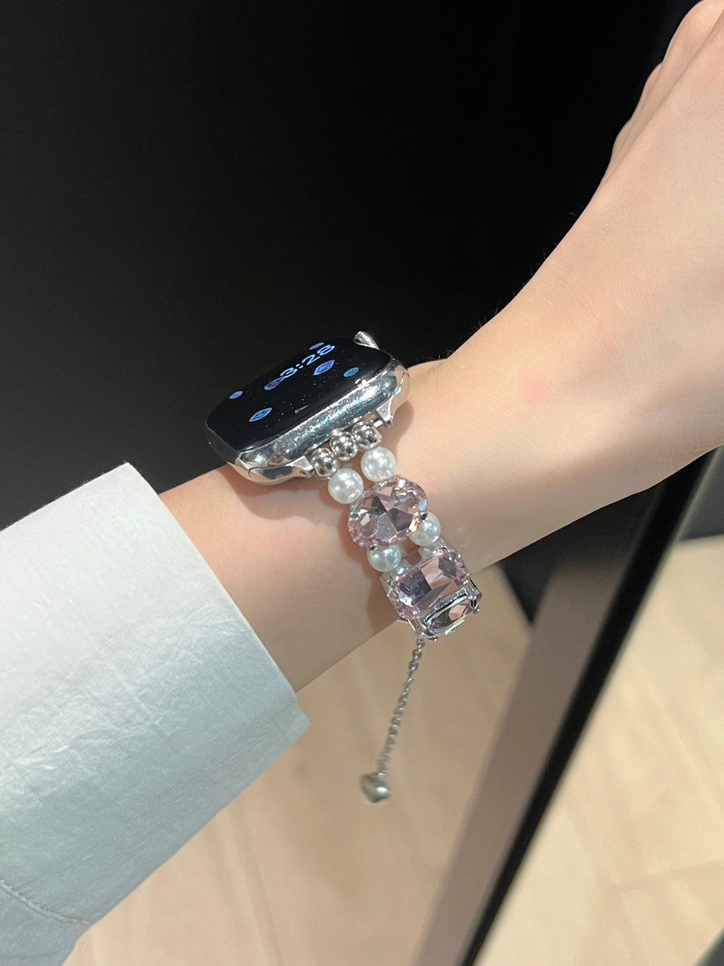 Pearl Square Diamond Zipper Watch Band