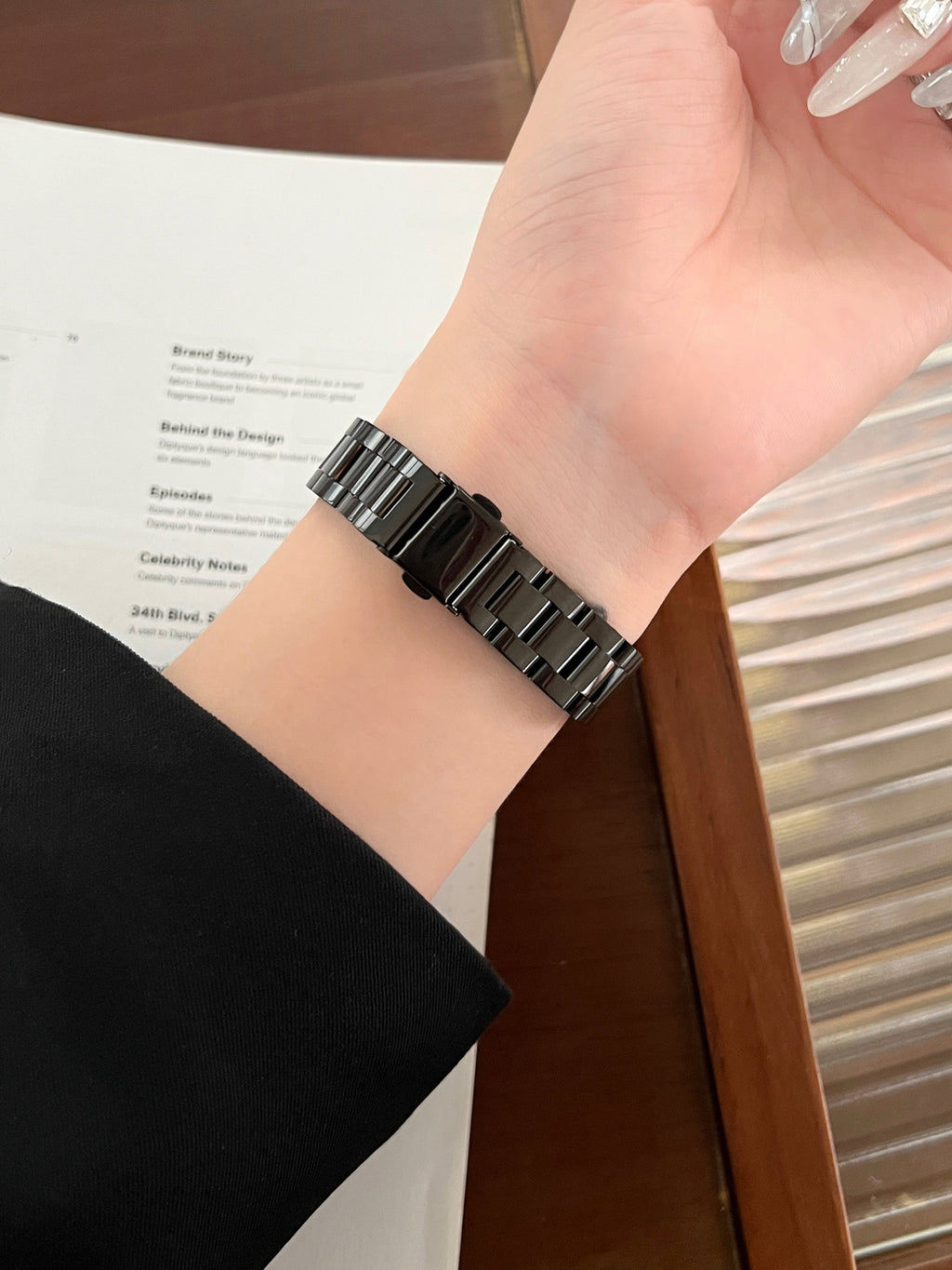 Glossy Slim Triple-Bead Stainless Band for Apple Watch