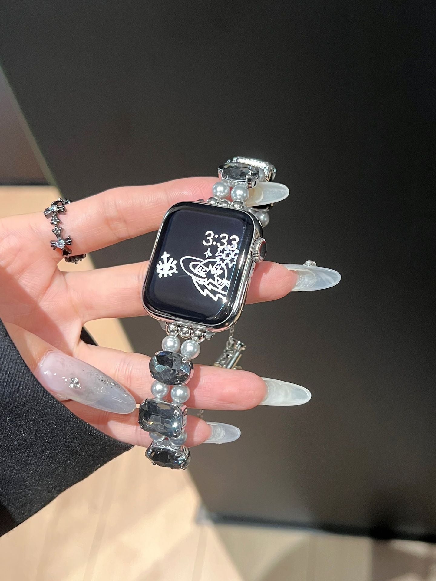 Pearl Square Diamond Zipper Watch Band