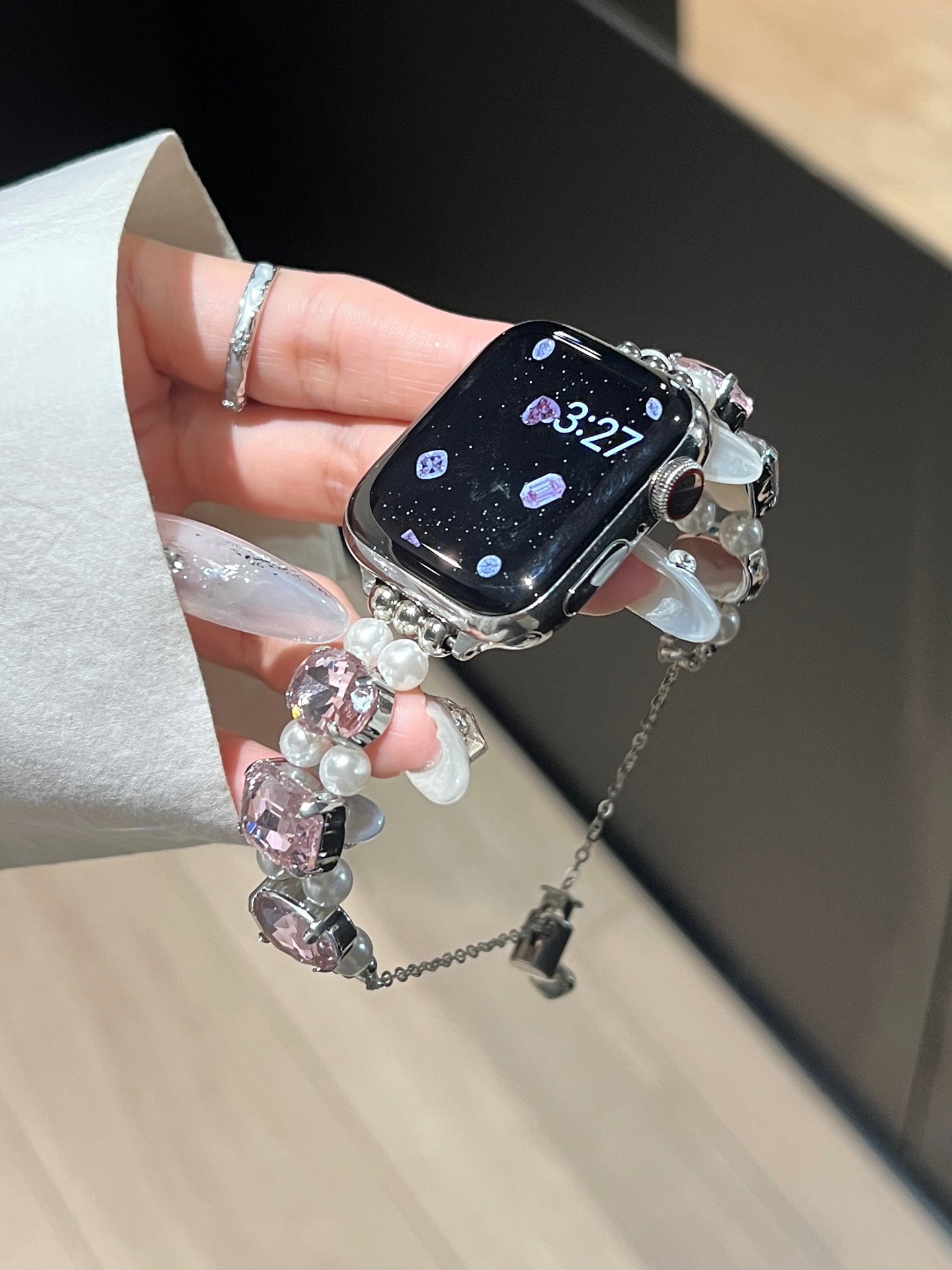 Pearl Square Diamond Zipper Watch Band