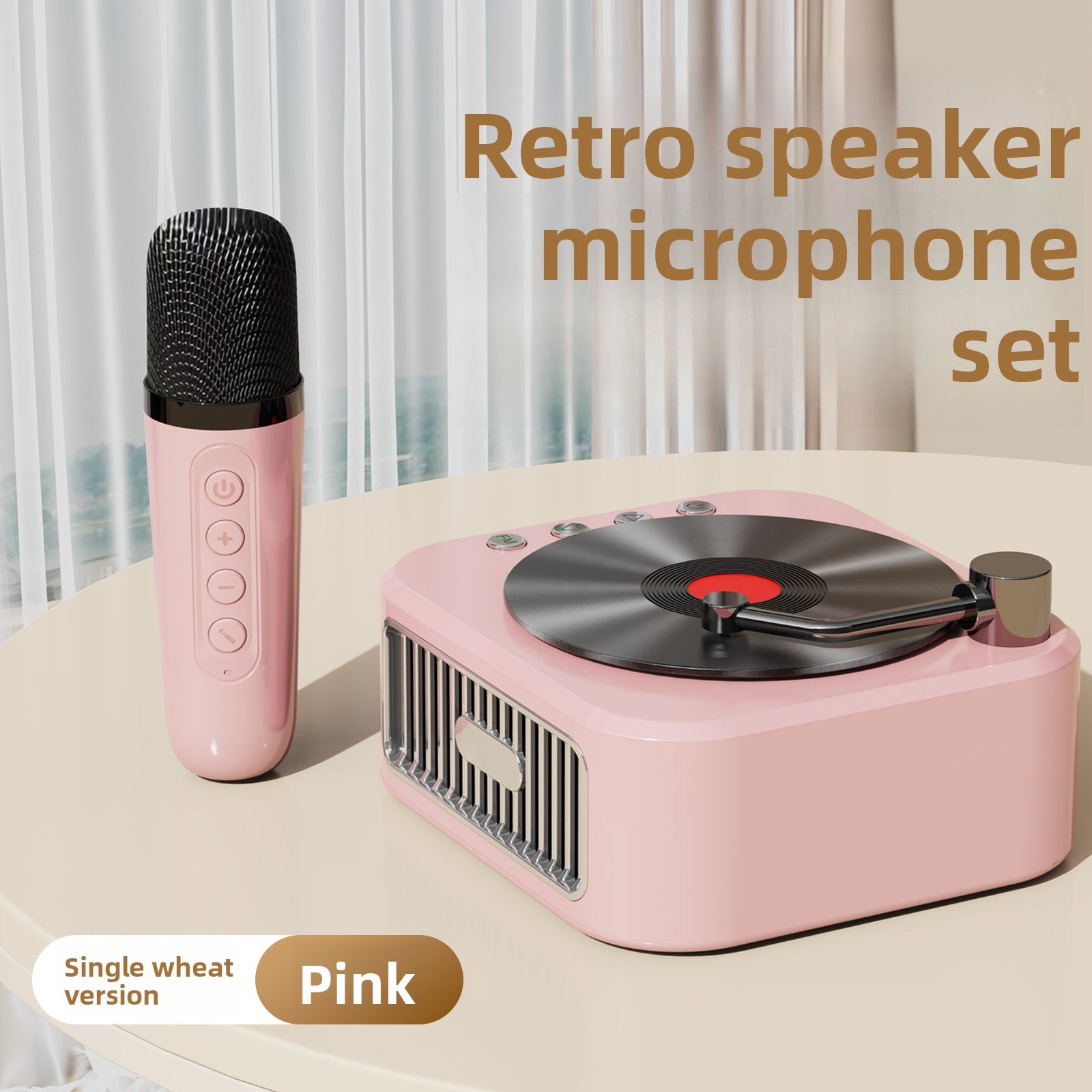 Vinyl Record Style Retro Karaoke Bluetooth Speaker Portable High Quality Sound