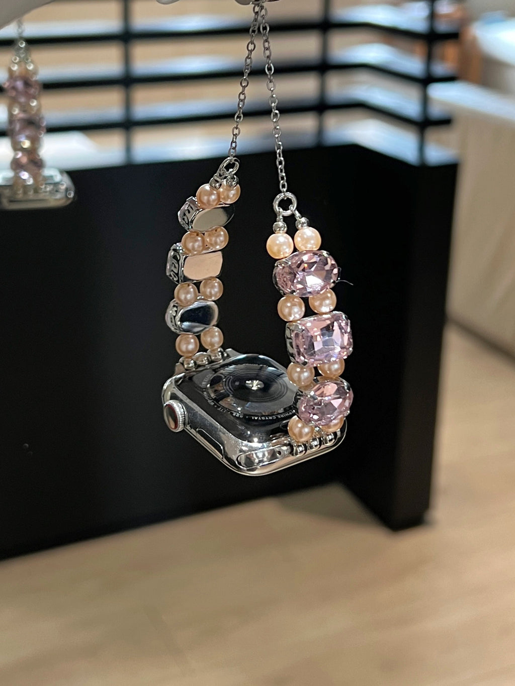 Pearl Square Diamond Zipper Watch Band