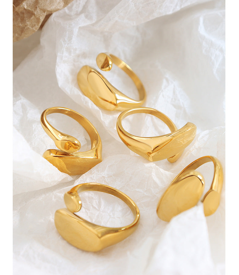 Minimalist Irregular Open Ring Titanium Steel 18k Gold Tail Ring Casting Craft Ring A156