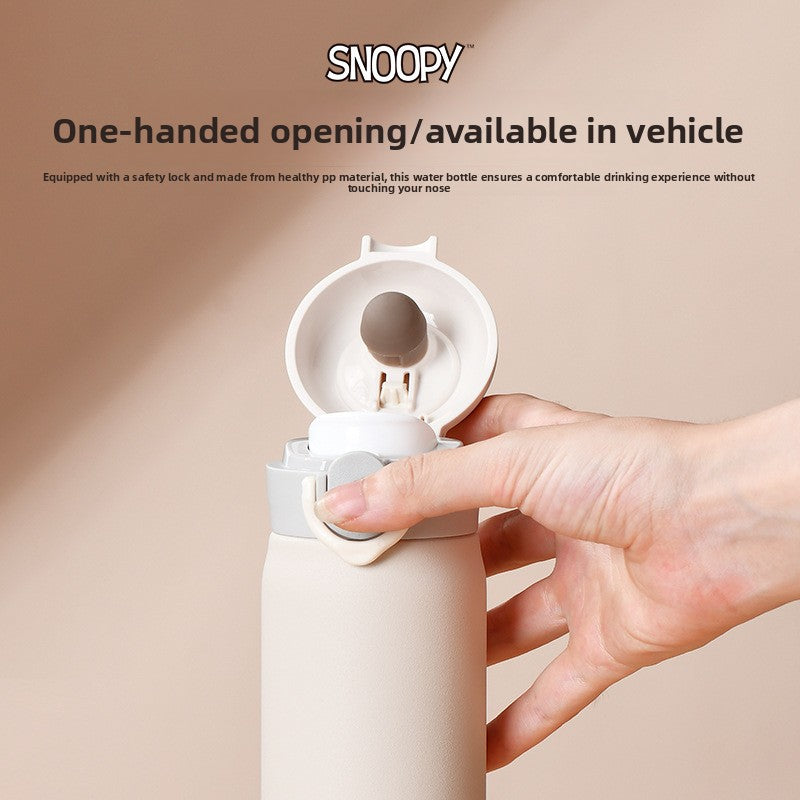 Snoopy Official Cartoon 316 Food Grade Stainless Steel Insulated Cup Portable Flip Lid Car Cup Large Capacity Water Cup