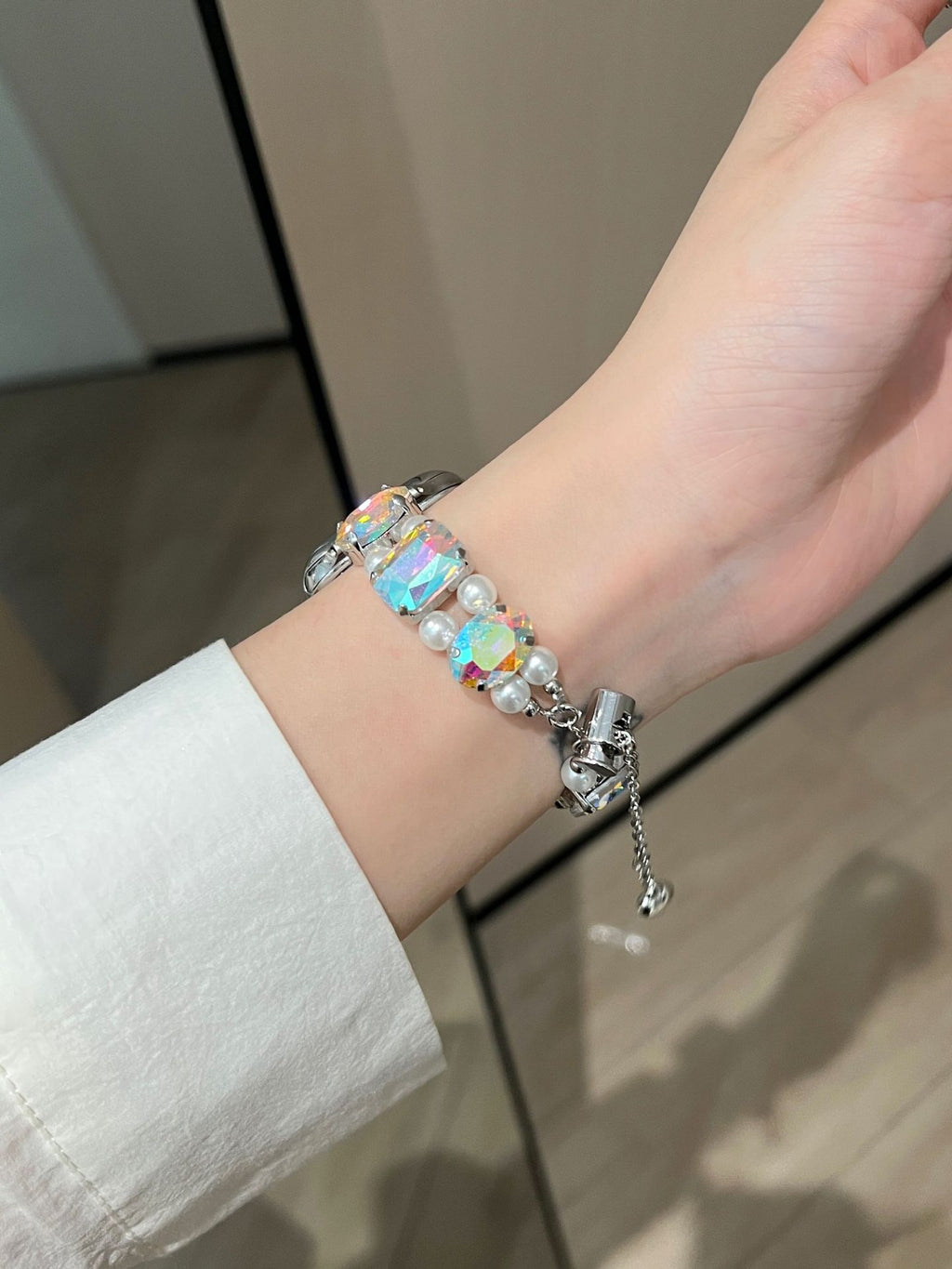 Pearl Square Diamond Zipper Watch Band