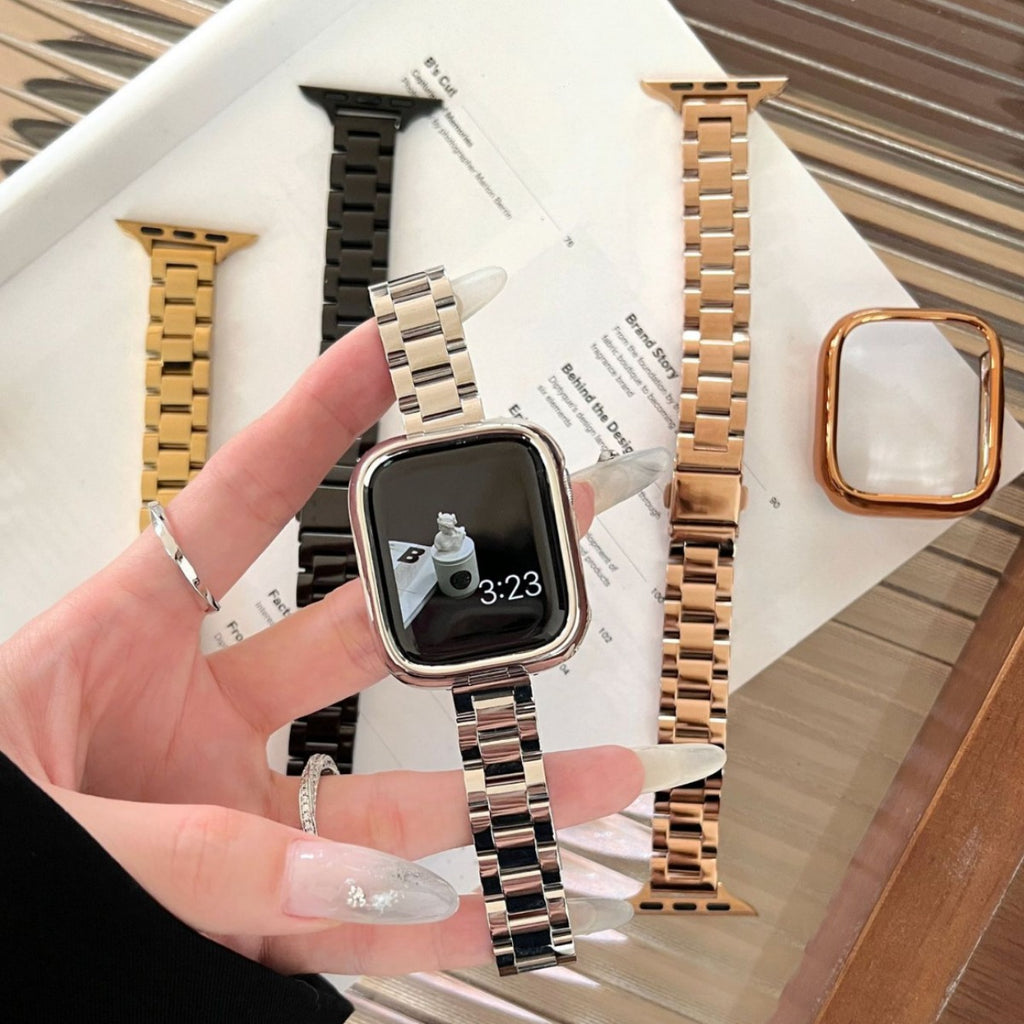 Glossy Slim Triple-Bead Stainless Band for Apple Watch