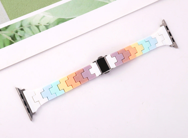 New Model Candy Rainbow Apple iWatch Resin Band for All Series