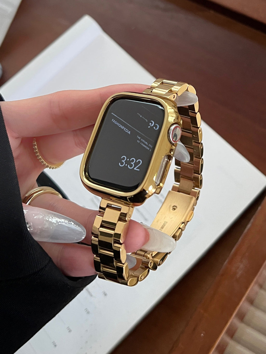 Glossy Slim Triple-Bead Stainless Band for Apple Watch