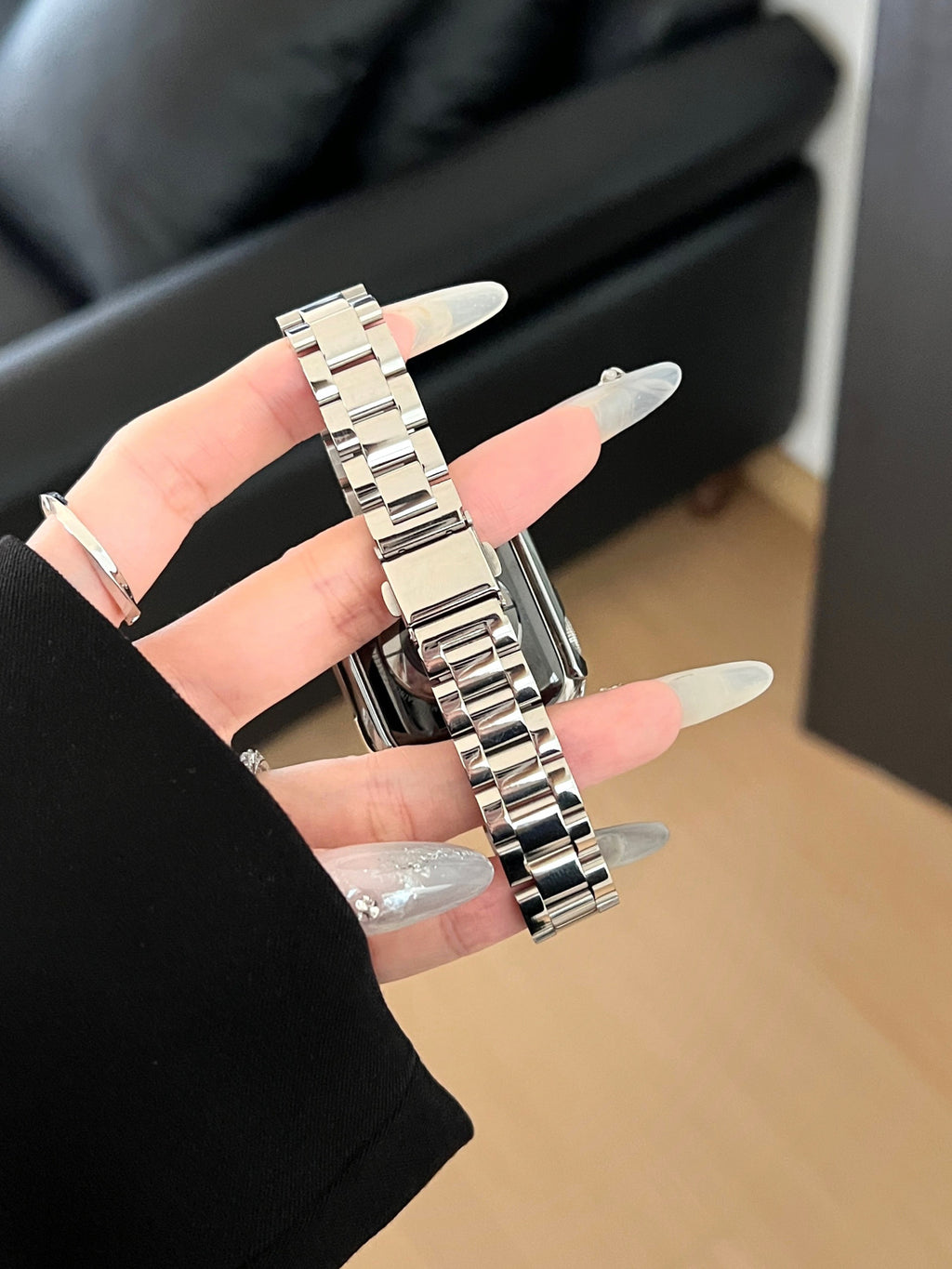 Glossy Slim Triple-Bead Stainless Band for Apple Watch