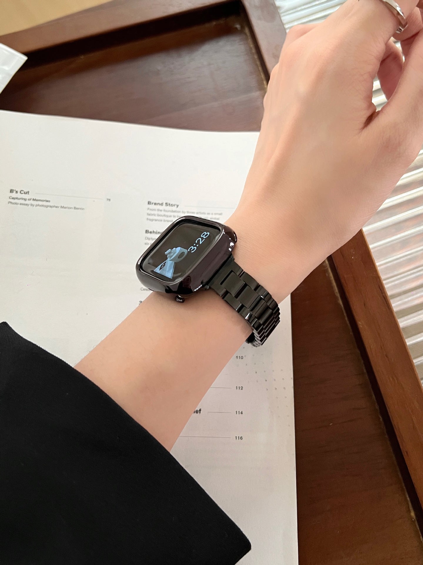 Glossy Slim Triple-Bead Stainless Band for Apple Watch