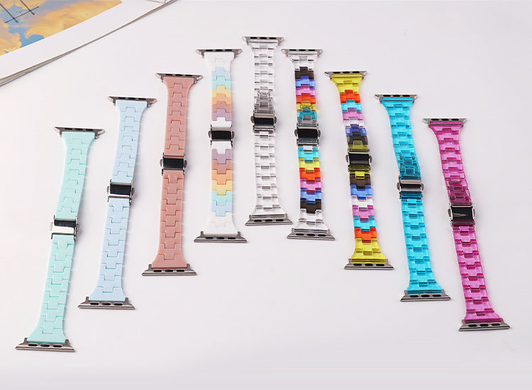 New Model Candy Rainbow Apple iWatch Resin Band for All Series