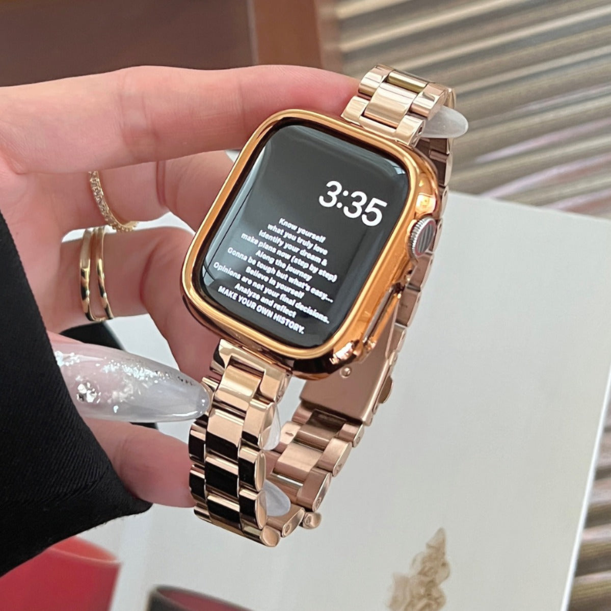 Glossy Slim Triple-Bead Stainless Band for Apple Watch
