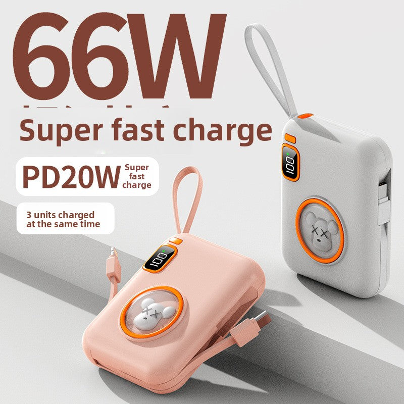 66W Cartoon Power Bank 20000mAh - Built-in Cable with Custom Logo