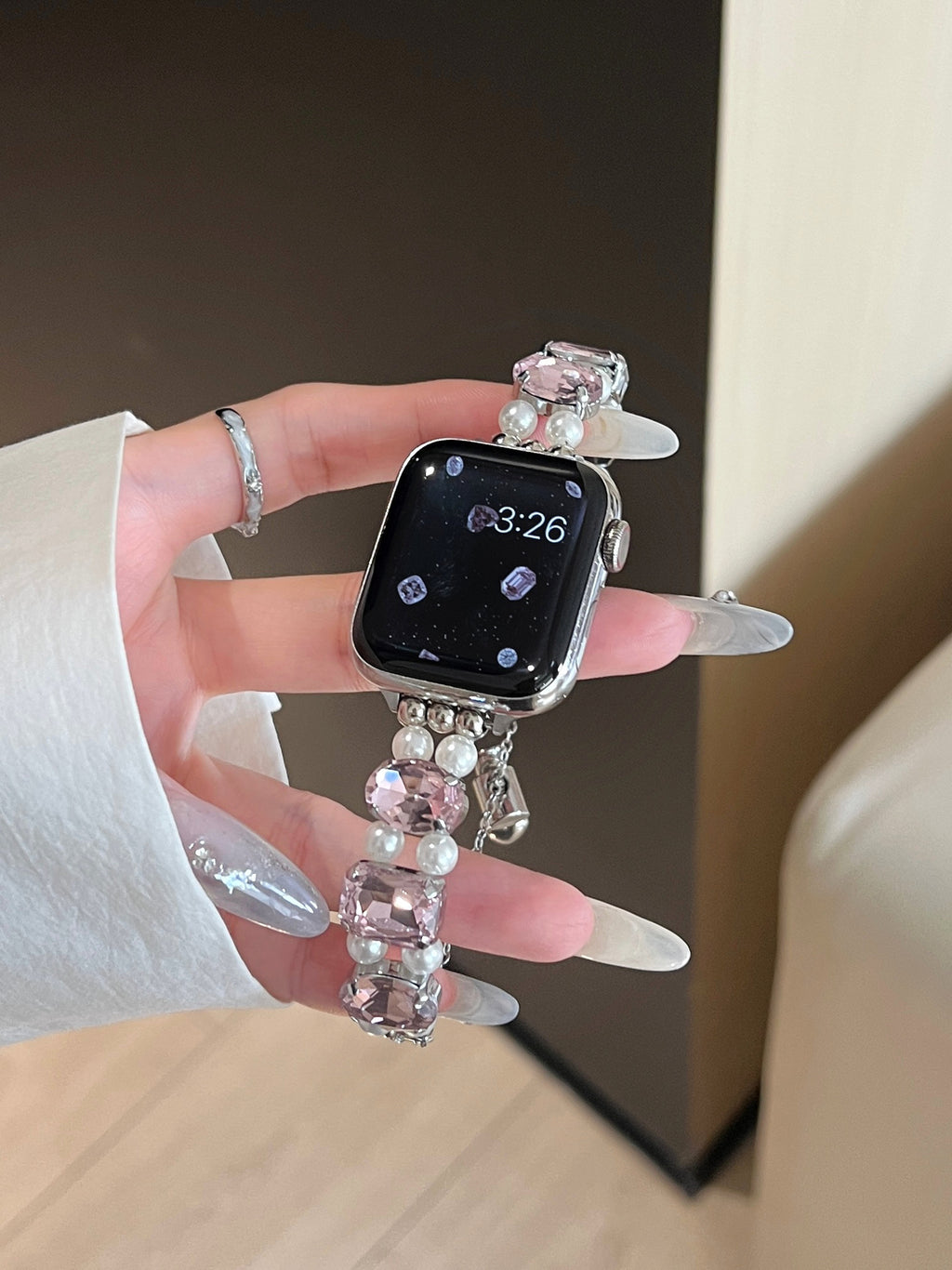 Pearl Square Diamond Zipper Watch Band