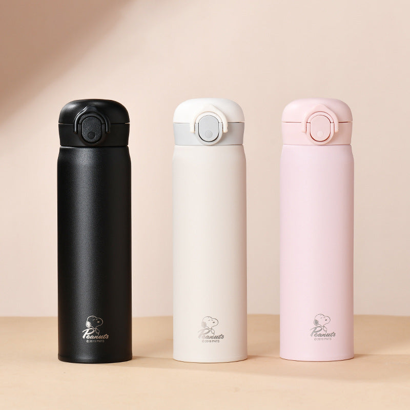 Snoopy Official Cartoon 316 Food Grade Stainless Steel Insulated Cup Portable Flip Lid Car Cup Large Capacity Water Cup